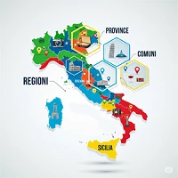 Tutte le regioni in Italia con i comuni e le province